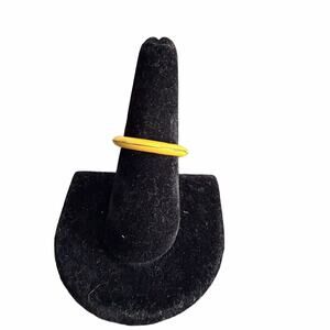🍭6/$30 Mustard Yellow Enamel Metallic Minimalist Thin Ring Band ~size 8.5